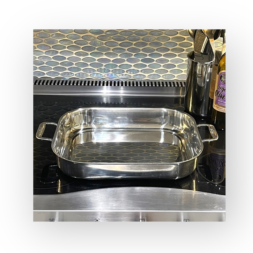 All Clad ★ Stainless Lasagna Baking Pan ★ Polished Stainless Steel ★ Near New ★ - Picture 5 of 16